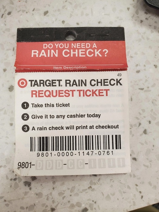 Target Offering Rain Checks