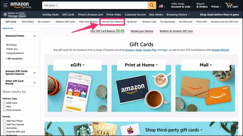 Reload Your Balance on Amazon