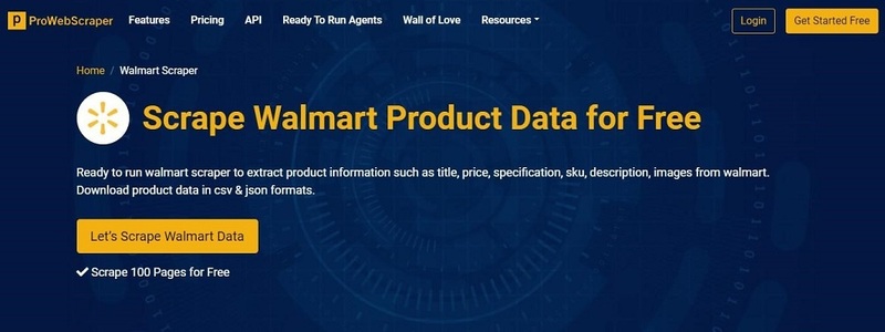 ProWebScraper Walmart scraper page