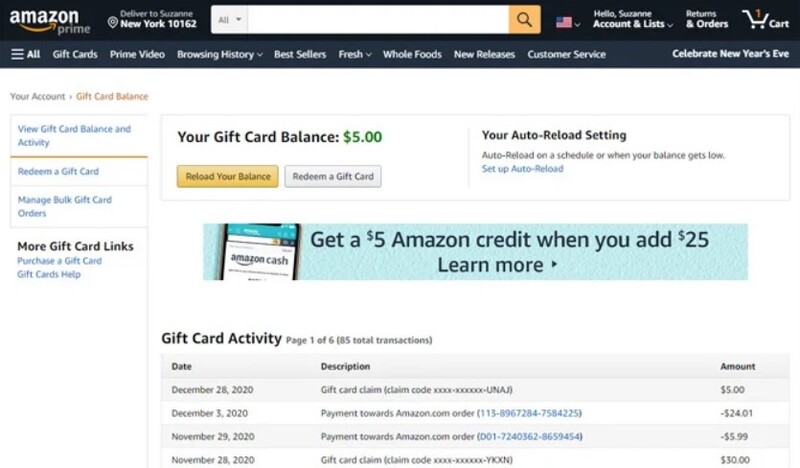 Amazon Gift Card balance