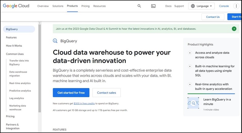 Google BigQuery for Data Warehouse Tools