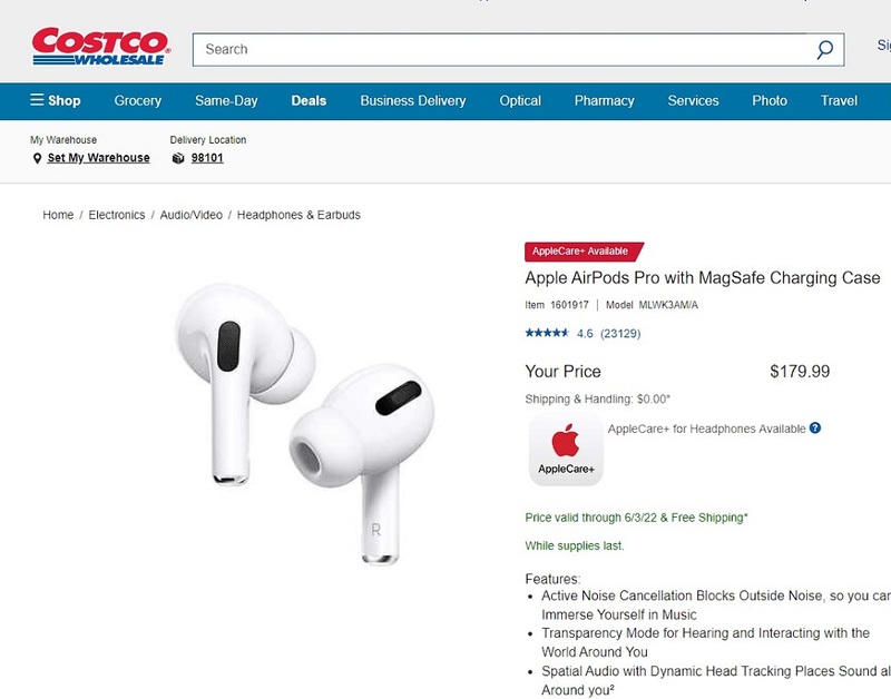 Buy Airpods Pro at Costco 