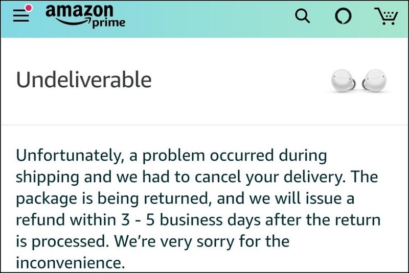Amazon Say Package Undeliverable