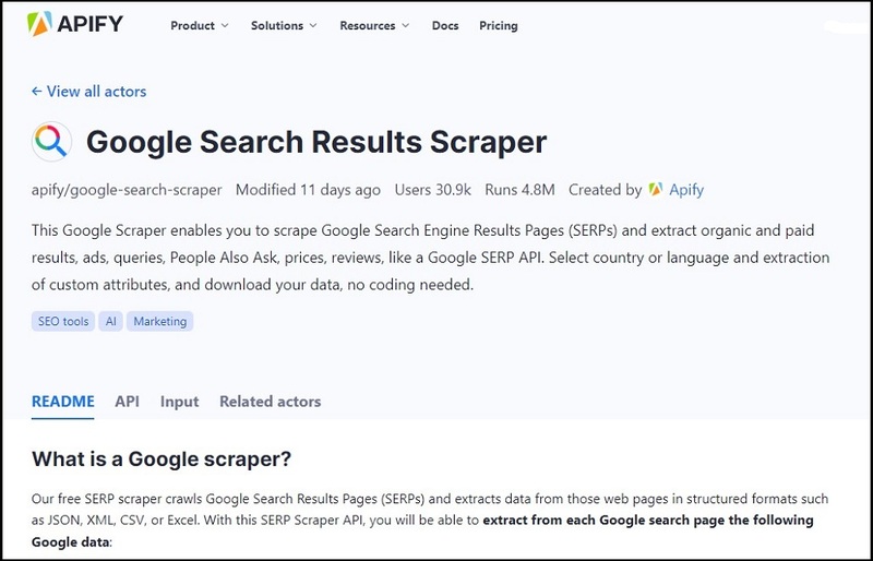 Apify Google Scraper Overview