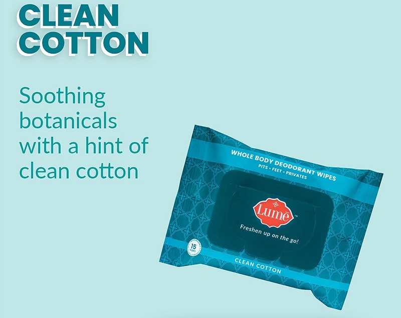 Lume clean cotton deodorant wipe